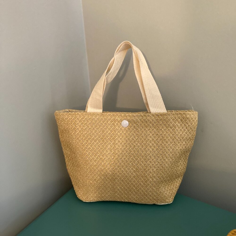Straw Mini Tote Satchel Nip - image 4